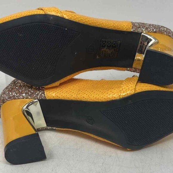 HJ. QIANLANG Dark Yellow & Silver Glitter Pointed Toe Pump Heels | EU 37 - Picture 5 of 7